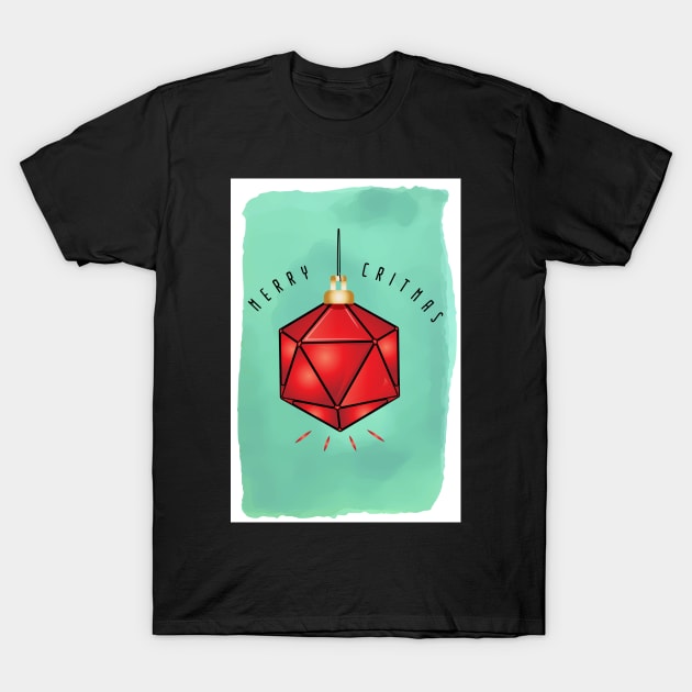 Dungeons & Dragons -Merry Critmas - D20 Christmas Ornament - DnD Dice set T-Shirt by MeepleDesign